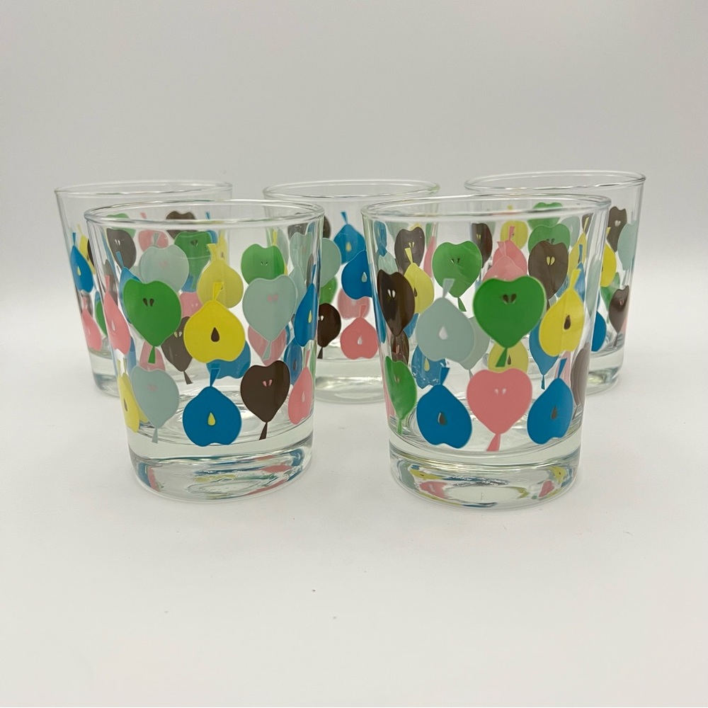 Ikea Glass Tumbler Set Of 5 Multicolored Pears MCM Retro.